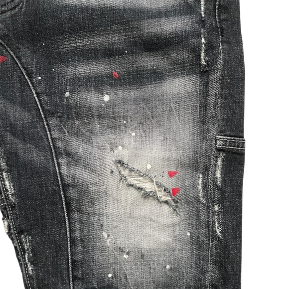 DSQUARED2 Paint Splatter Distressed Button Fly Slim Jean Shorts Size IT48 Grunge - Picture 3 of 6